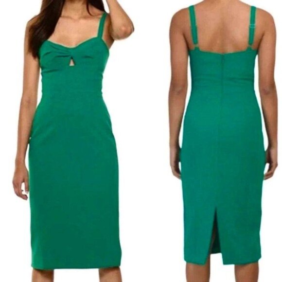 Dress The Population Eve Sweetheart Twist Front Sheath Dress  Jade Green Medium - Picture 1 of 11